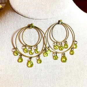 Park Lane Enchanted Bronze/Gold Earrings with Green Crystals